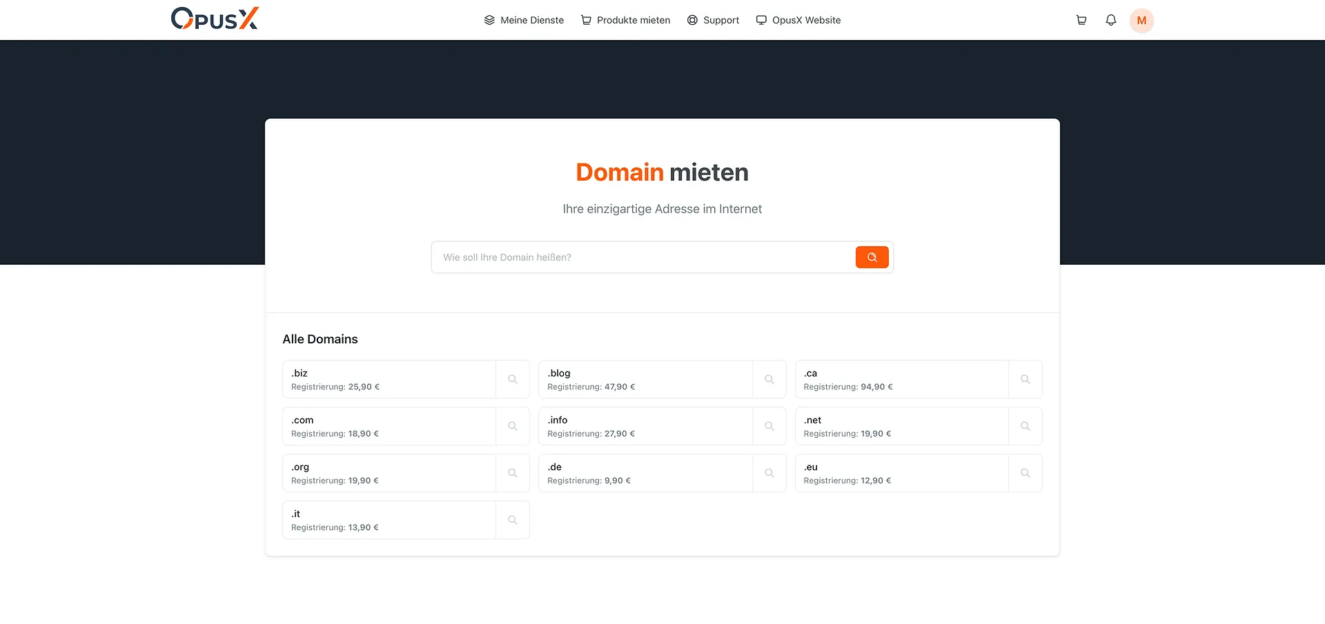 Domain finden und registrieren
