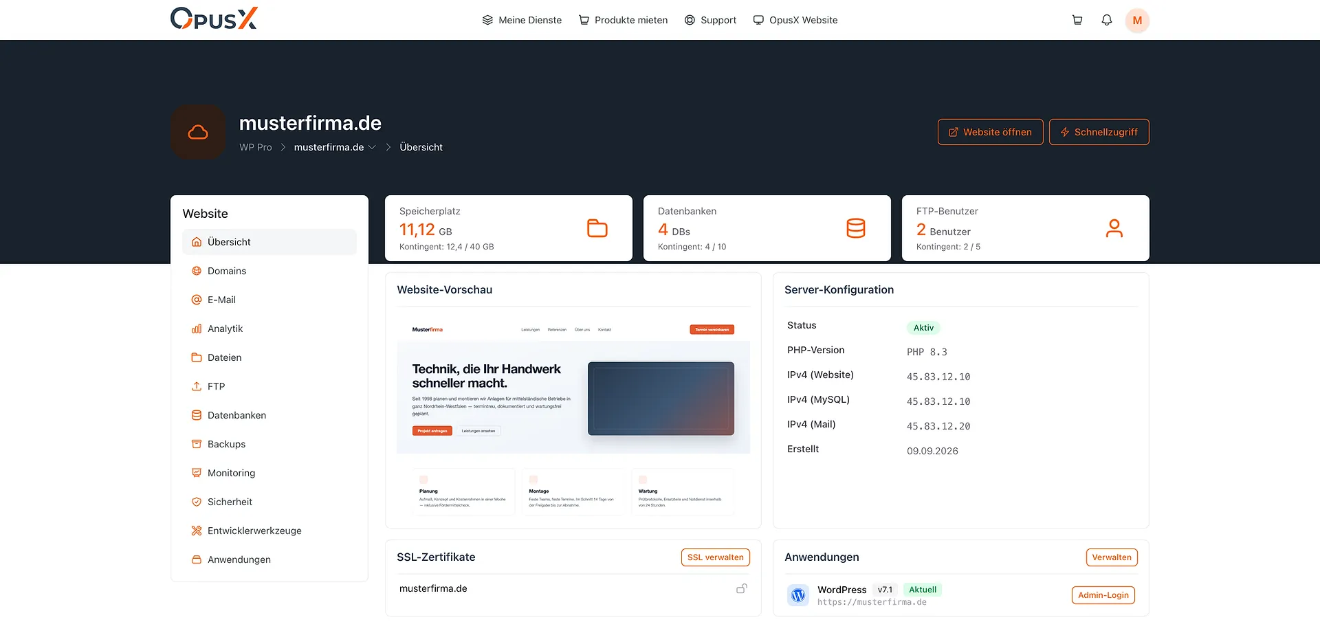 Alles zu einer Website